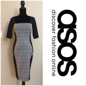 NWOT ASOS Black and Grey Pencil Dress